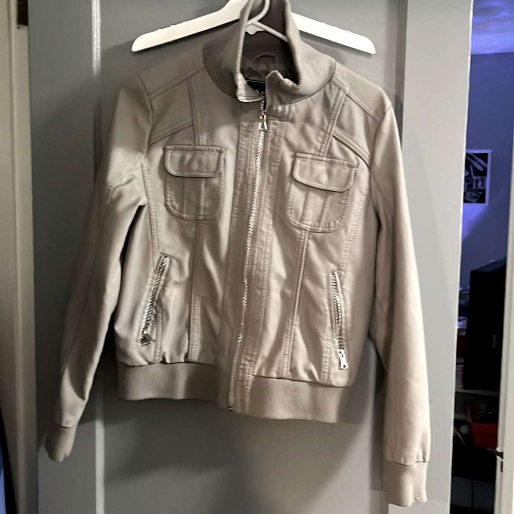 Gray leather jacket